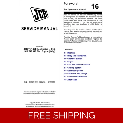 JCB T4F-444, T4F-448 ELEC ENGINES SERVICE REPAIR MANUAL